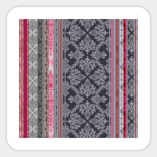 Burgundy, Pink, Navy & Grey Vintage Bohemian Wallpaper Sticker